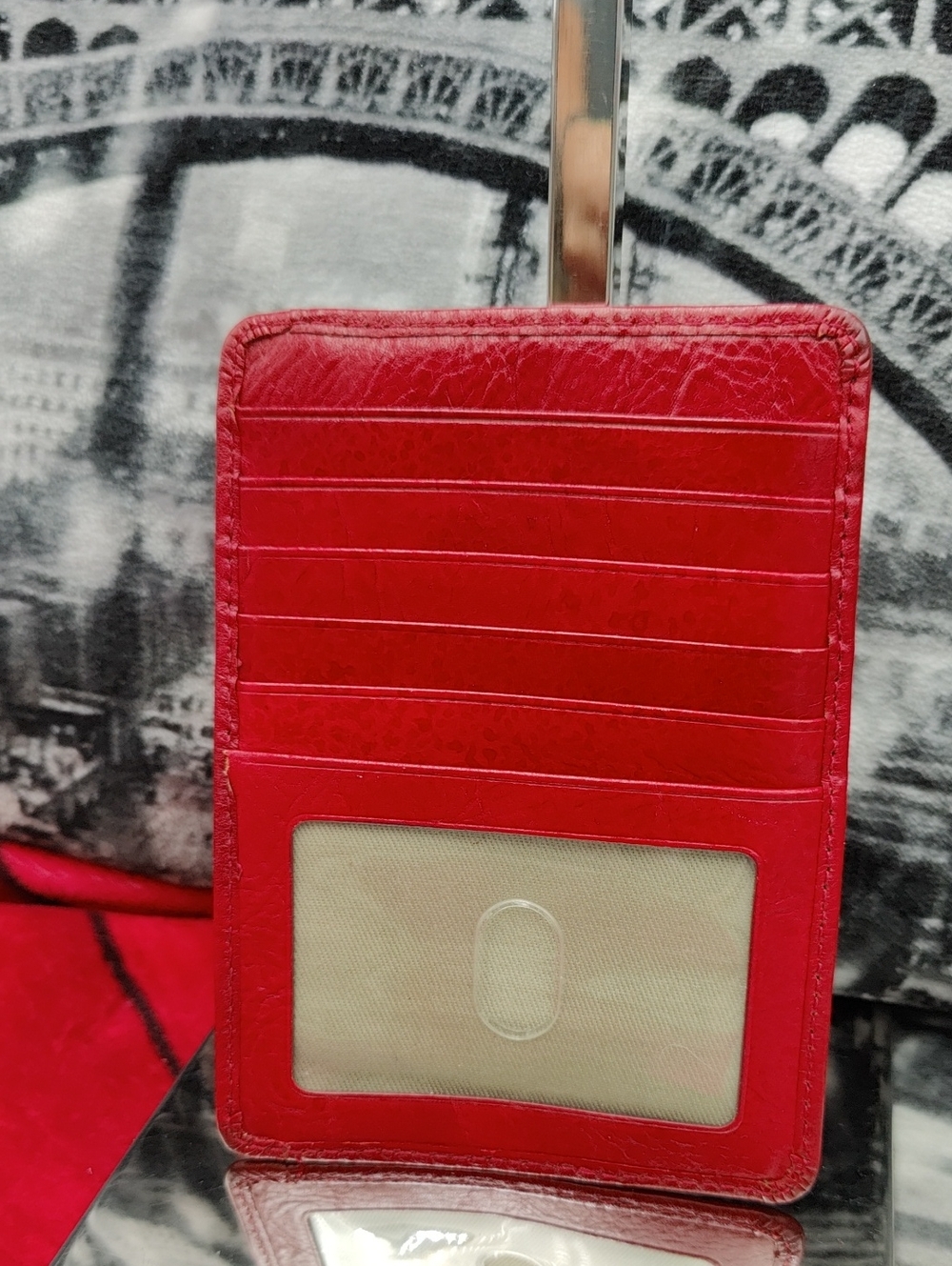 Hobo Red Leather Euro Card Holder